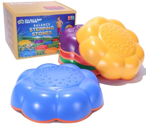 Stepping Stones for Kids, Toddlers Balance Board, 6 Non-Slip Sensory Step Stones, Garden Toys Promote Balance and Motor Skills for Kids, Obstacle Course, Outdoor Toy Gift for Toddlers Ages 3+