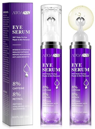 15ml Siero per Contorno Occhi con 8% di Caffeina, Per Occhiaie e Borse, Rughe e Linee Sottili, Anti-rughe, Anti-tasche e Correttore, Acido ialuronico puro e caffeina per Donne e Uomini (1pc)