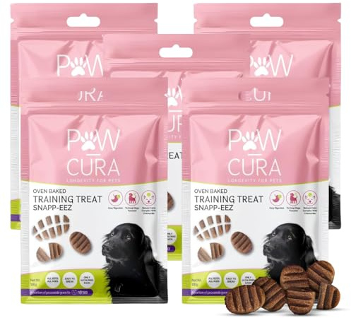 Hypoallergenic Dog Treats, Snapp-Eez Oven Baked Insect Protein, Healthy, Natural, Low Calorie Digestive-Friendly & Eco Friendly Dog Treats by Pawcura 5-Pack (5 x120g)