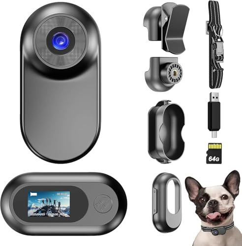 Yadayuki Mini Action Cam, 360°Tragbare Sportkamera mit 0,85-Zoll-Display, HD 1080P Bodycam Körperkamera Helm ActionKamera, Haustierkamera,Motorrad Sport Kamera, Multifunctional Accessories