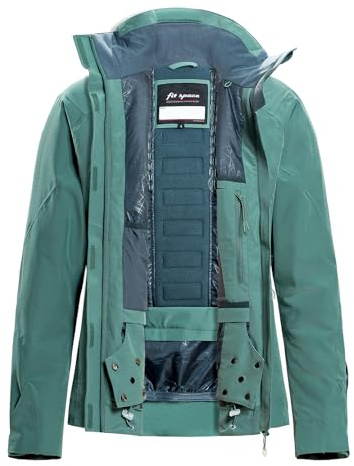 fit space Women's Pro Ski Jacket, Waterproof 15K Snowboard Jacket, Insulated Winter Coat with Helmet Hood & Armpit Vents, Light Green XX-Large