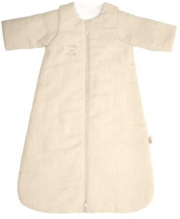 PERLETTI Saco de Dormir Bebe TOG 2.5 Invierno - Algodón Orgánico Transpirable con Mangas Desmontables para Niño Niña - Saco Dormir Infantil Sleeping Bag Cálido Suave (Beige, 0-6 Meses)