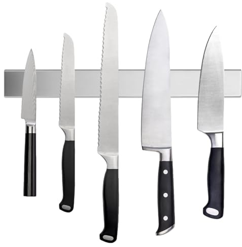 30 cm magnetlist kniv med 2 krokar, svart knivhållare magnetisk utan borrning, kraftfull magnetknivhållare, inklusive tejp och skruvar för knivar, redskap och verktyg
