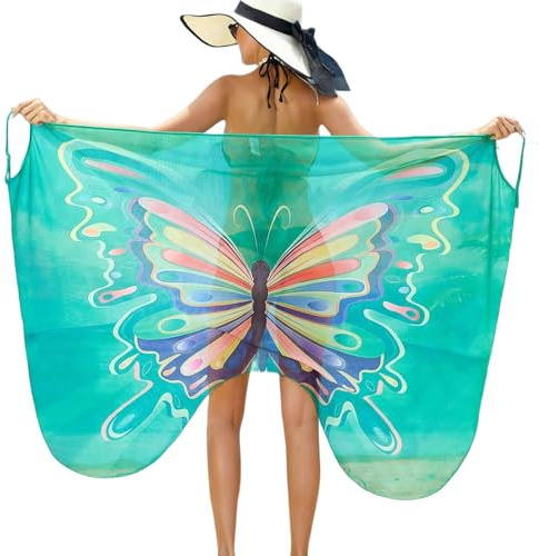 LEBOOBELL Paréo d'Été Polyvalent en Chiffon Jupe de Plage Tablier Écharpe Motifs Éclatants Léger Respirant