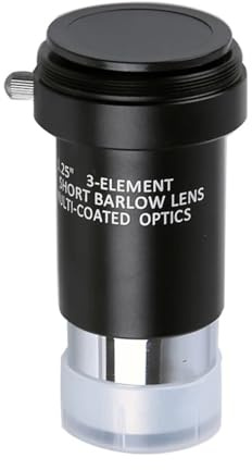 Astronomiska Teleskop Tillbehör Barlow 3X Lins 1,25 Tum Aluminiumlegering Ram med 3-Element Optisk Lins W/M42x0.75 Gängning för kamera för astronomiskt teleskop