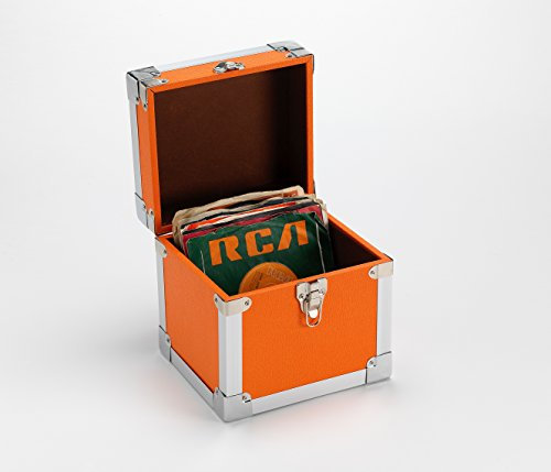 Steepletone SRB07GL CD and 7-Inch Vinyl Singles Retro Style Storage Carry Case (Orange)