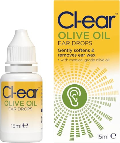 Cl-ear Olive Oil Ear Drops. Ear Wax removal. Easy squeeze dropper for targeted application. A natural and gentle way to treat problem ear wax. Reduces the need for syringing.15 ml bottle