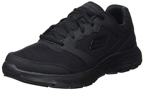 Skechers Herren Flex Advantage 4.0 Sneaker, Black Leather Mesh Pu Black Trim, 42.5 EU