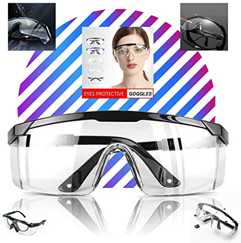 LogicaShop SafEye1 - Occhiali Protettivi Sanitari Virus Antiappannamento Certificati CE EN166 Sopra Protezione Occhi Chimica Trasparenti Compatibile Lavoro Laboratorio Chimico Uomo Donna (1)