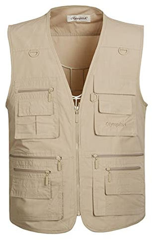 Hommes Casual Gilet de Plein air,Hwalleum Homme Multifonctionnel Grande Taille Veste sans Manches Été Respirant Séchage Rapide Multi-Poches Gilets Extérieurs pour le Travail Voyager Pêche Photographie