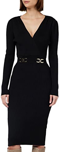 Morgan Vestido de punto ajustado con hebillas Negro S