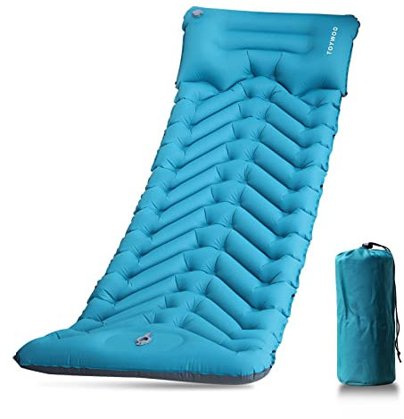 Toywoo Camping-Isomatte, 3,7 Dicke aufblasbare Isomatte mit Luftkissen-Fußpresse, ultraleichte, wasserdichte Camping-Matratze für Rucksackreisen, Wandern, Camping, Reisen