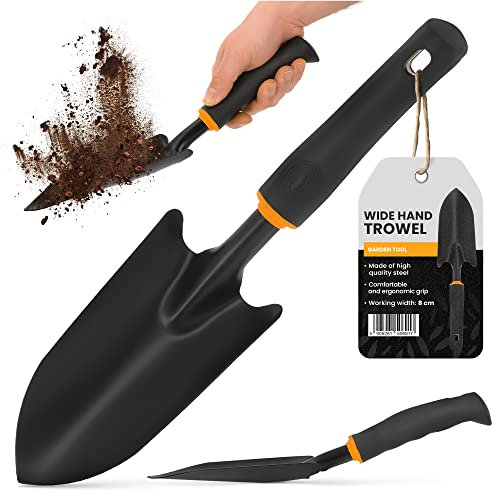 Blumenkelle 8 cm Handkelle Handliche Schaufel Pflanzkelle Kleinere Pflanzarbeiten Schäufelchen Gartenschaufel Blumen-Schäufelchen Rutschfester Griff Qualitätsstahl Gartenwerkzeuge Umpflanzen