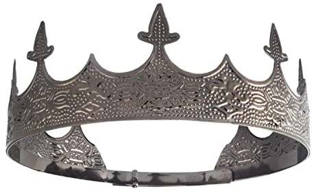 Krona hårsmycke, Royal King Diadem, män, metall, stor tiara, för halloweenkostym, Medium, Metall, Kattöga