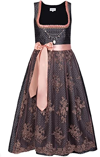 Edelnice Trachtenmode Exklusives Designer Langes Dirndl Beatrice inkl. Spitzendirndlschürze und Charivari Gr. 32-56 (as3, Numeric, Numeric_46, Regular, Regular)