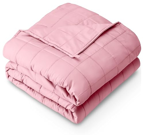 Bare Home Weighted Blanket Twin or Full Size 7lb (40 x 60) - All-Natural 100% Cotton - Premium Heavy Blanket Nontoxic Glass Beads (Cotton Light Pink, 40x 60)