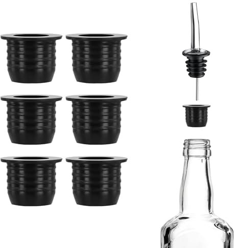 6 Adaptateurs pour Bec Verseur d'Alcool, Adapté aux Grandes Bouteilles d'Alcool et aux Bouteilles d'Huile d'Olive Jusqu'à 25mm Col Convertit n'Importe Quel bec Verseur en un Grand bec Verseur