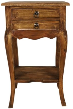 BURI Antiker Holz-Beistelltisch aus Mahagoniholz 40x67x30cm Telefontisch Wohnzimmertisch Holztisch Dekotisch Nachtschrank Schubladeschrank