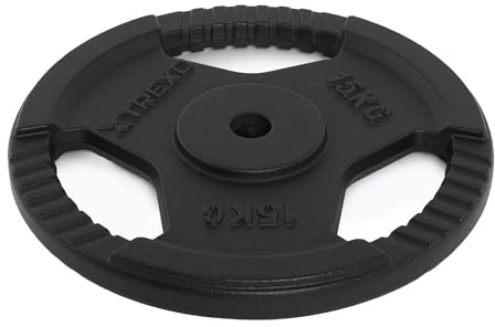 XTREXO TRX-ICP001 15kg Gusseisen Hantelscheibe - Universal, langlebig, mit ergonomischen Griffen, kompatibel mit Langhanteln und Griffen für Kraft- und Funktionstraining