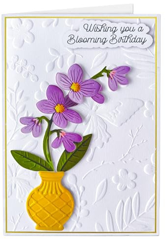 Joli Coon Papeterie Carte anniversaire Orchidée SIGNATURE 3D - Carte d'anniversaire premium en 3D avec enveloppe en papier premium et autocollant cac