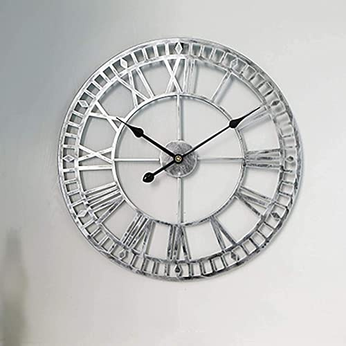 Vattentät Utomhusklocka Trädgårdsklockor, Retro Romerska Siffror Utomhusväggklocka Simplicity Iron Art Utomhusklockor Batteridrivna Tysta Utomhusklockor 40 Cm Silver,Silver