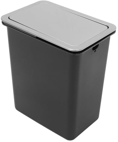 TINEASUR Tapa de Cubo de Basura Empotrada para Encimera, Acero Inoxidable, Juego de 3 Piezas con Tapa Abatible, Cubo de Basura para Cocina Silencioso y Antiolor, Adecuado para Hogar