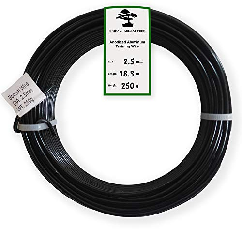 Anodized Aluminum 2.5mm Bonsai Training Wire 250g Large Roll (60 feet) - Choose Your Size and Color (2.5mm, Black)