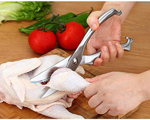 seaNpem Cisailles à volaille robustes en acier inoxydable avec poignée à ressort et verrou de sécurité, pour couper le poulet, la volaille, les fruits de mer, les légumes, les os, la viande