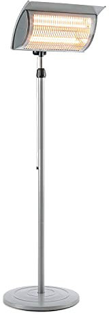 blumfeldt Heat Guard Focus - Chauffage extérieur infrarouge, Radiateur rayonnant sur pied, Chauffage terrasse, Puissance: 1000 ou 2000 W, Hauteur réglable - Gris