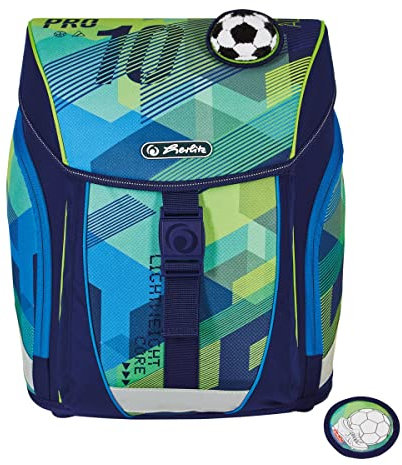 Herlitz® Schulranzen Filolight Green Goal | Jugendrucksack Rückentasche | Volumen 16L | Herren Damen Unisex Sportlich | Für Schüler | Geräumig und Haltbar | Mehrfarbig, multicoloured, Modern