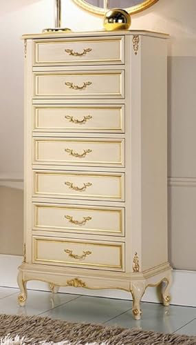 Casa Padrino Cómoda barroca de lujo Burdeos crema/oro - Cómoda con 7 cajones de madera maciza estilo barroco hecho a mano - Muebles barrocos - calidad de lujo - Hecho en Italia