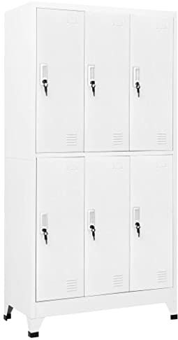 KOIECETA Schließfachschrank Umkleideschrank Wertfachschrank Metallspind (Grau, mit 6 Schließfächern/90 x 45 x 180 cm)