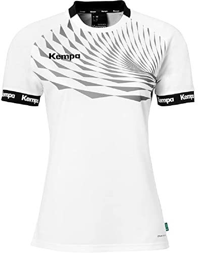 Kempa Herren Wave 26 Shirt Women Damen Mädchen Sportshirt Kurzarm Funktionsshirt Handball Gym Fitness Trikot, Weiß/Grau, XS EU