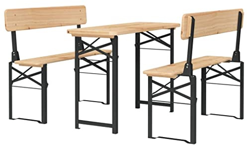 vidaXL Ensemble de Tables à bière Pliantes 3 pcs Bois Massif de Sapin, Ensemble de Meubles de Jardin, Ensemble de mobilier d'extérieur, Ensemble de Table et Banc