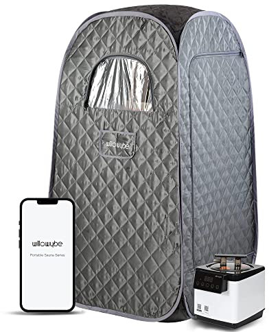 WILLOWYBE Sauna Portable à Vapeur avec contrôle Bluetooth, générateur de Vapeur, Tente corporelle, Chaise Pliable | Spa Personnel à Domicile