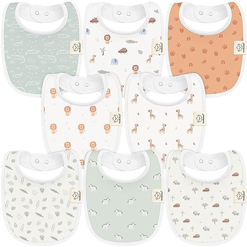 8-Pack Bio Lätzchen Baby für Jungen, Mädchen - Weiche Baumwolle zum Sabbern und Zahnen Sabberlätzchen, Saugfähig, Leicht Zu Reinigen und Anzulegen Baby Bibs für Kleinkind, 0-24 Monate (Wilderness)