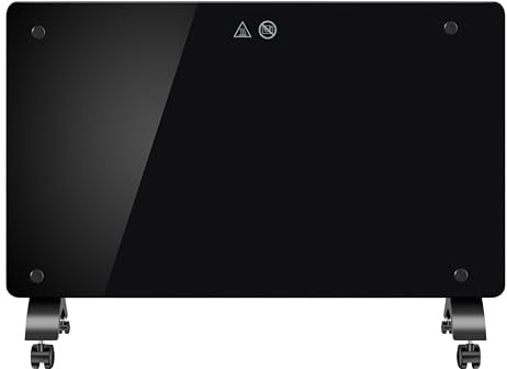 DONYER POWER 1500W Convector Heater, Ultra-thin Wall-mounted or Freestanding, Black Glass Panel