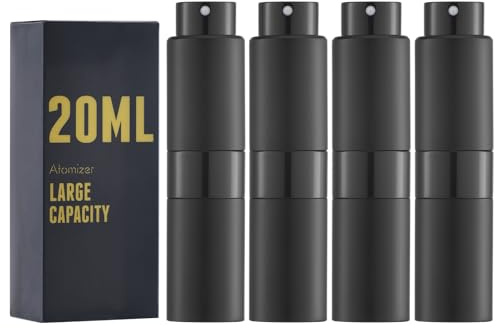 owlyee 20ML Perfume Atomizer, Travel Cologne Spray Bottle, Mini Empty Sprayer Dispenser (Black,4PCS)