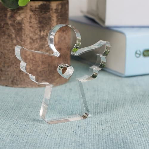 COLOFALLA Schutzengel Geschenk Kommunion Geschenke für Mädchen Konfirmation Geschenk Schutzengel Figur Glücksbringer Geschenk Engel Figur mit Herz Klein Acryl für Best Freund Oma Opa Kinder Kollegen