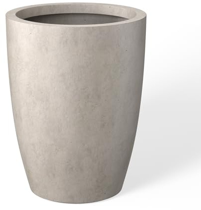 Kante 18.1 H Tall Round Concrete Planter for Outdoor Indoor, Modern Decorative Plant Pots with Drainage Hole & Rubber Plug for Home & Garden Weathered Concrete