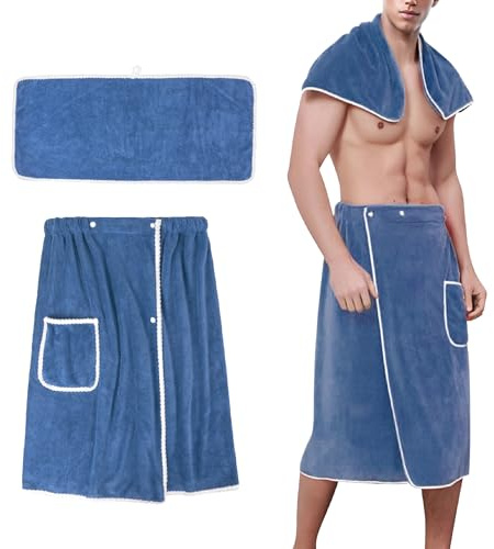 BABYSHEEP Men's Towel Wrap Bathrobe, Soft Adjustable Bath Wrap