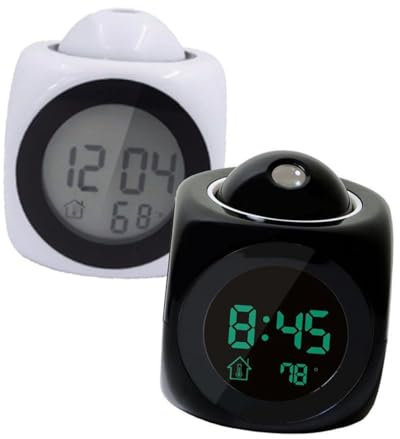 Alipis LED Projection Alarm Clock: Multifunctional Digital Projector Clock with Voice Talking Temperature Display - Digital Bedside Timer for Home Bedroom Office Desk
