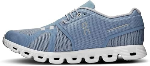 On Men's Cloud 5 Sneakers, Chambray/White, 8