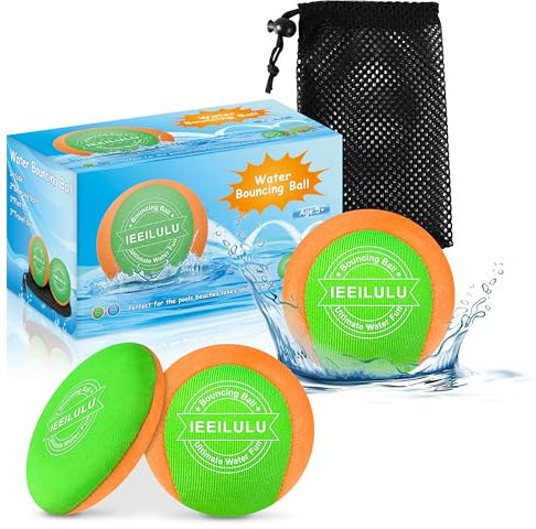 IEEILULU Sprungball Wasser, 3 Stück Wasserspringender Ball, Wasser Hüpfball für Outdoor Wassersport, Wiederverwendbarer Wasserfestes Strandspielzeug für Kinder und Erwachsene (Grüner)