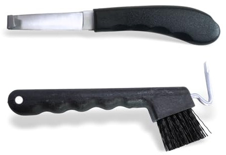 Hufauskratzer und Hufmesser für Pferde Profi Hufpflege-Set für Pferde Putzzeug (Schwarz, Einfarbig)