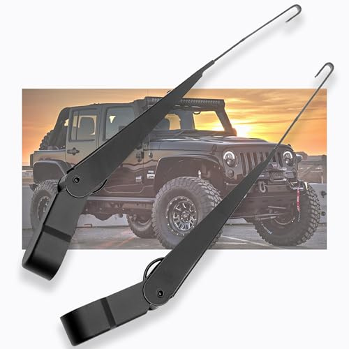 AutoHornix 1 Pair Front Windshield Wiper Arm Kit Noiseless Fits Replaces OE 68002389AA Compatible with 2007-2018 Jeep Wrangler JK/JKU Left and Right
