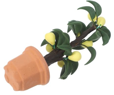 Milisten Miniature Pear Tree Model Scale Dollhouse Accessories Fake Potted Plant for Fairy Garden Decoration and Miniature Vegetables