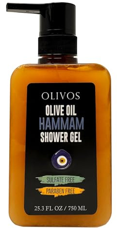 Olivos Natural Olive Oil Shower Gel - Hammam - 750 ml - Moisturizing and Nourishing for All Skin Types