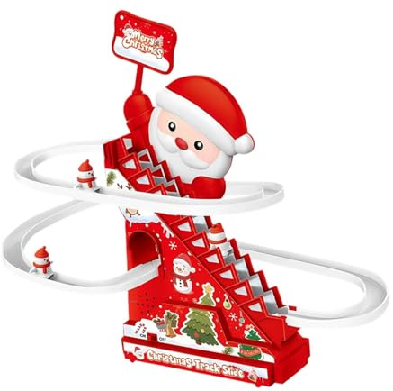 Jouet d'escalade et Toboggan Père Noël avec Musique et Lumières, électrique Escalade échelle Père Noël pour Escaliers Automatiques pour Cadeau Enfant, Décoration pour Sapin de Noël, 5 Figurines