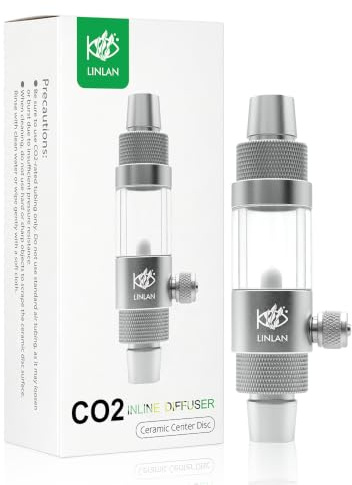 LINLAN Aquarium Inline CO2 Diffuser - Center Disc with Viewing Window, High Dissolution Rate, Essential for Low/Medium Flow Systems, Fits 5/8 (16mm ID Filter Hose